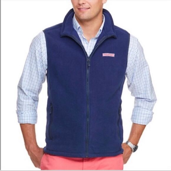 VINEYARD VINES | Navy Blue Full Zip Front Fleece Vest Men’s Size Small Unisex - Picture 1 of 11